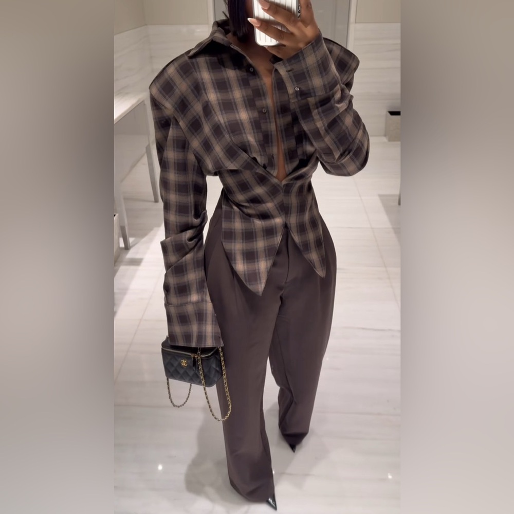 SOLD - Kwame Adusei Kafra Top Plaid - M